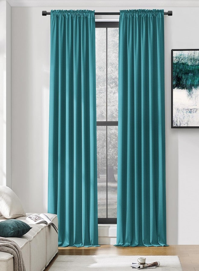 DONREN 108 Inches Length Rod Pocket Curtains - 2 Panel Blackout Thermal Insulated Drapes Curtains for Living Room Bedroom (Teal,52 X 108 Inch) - Image 1